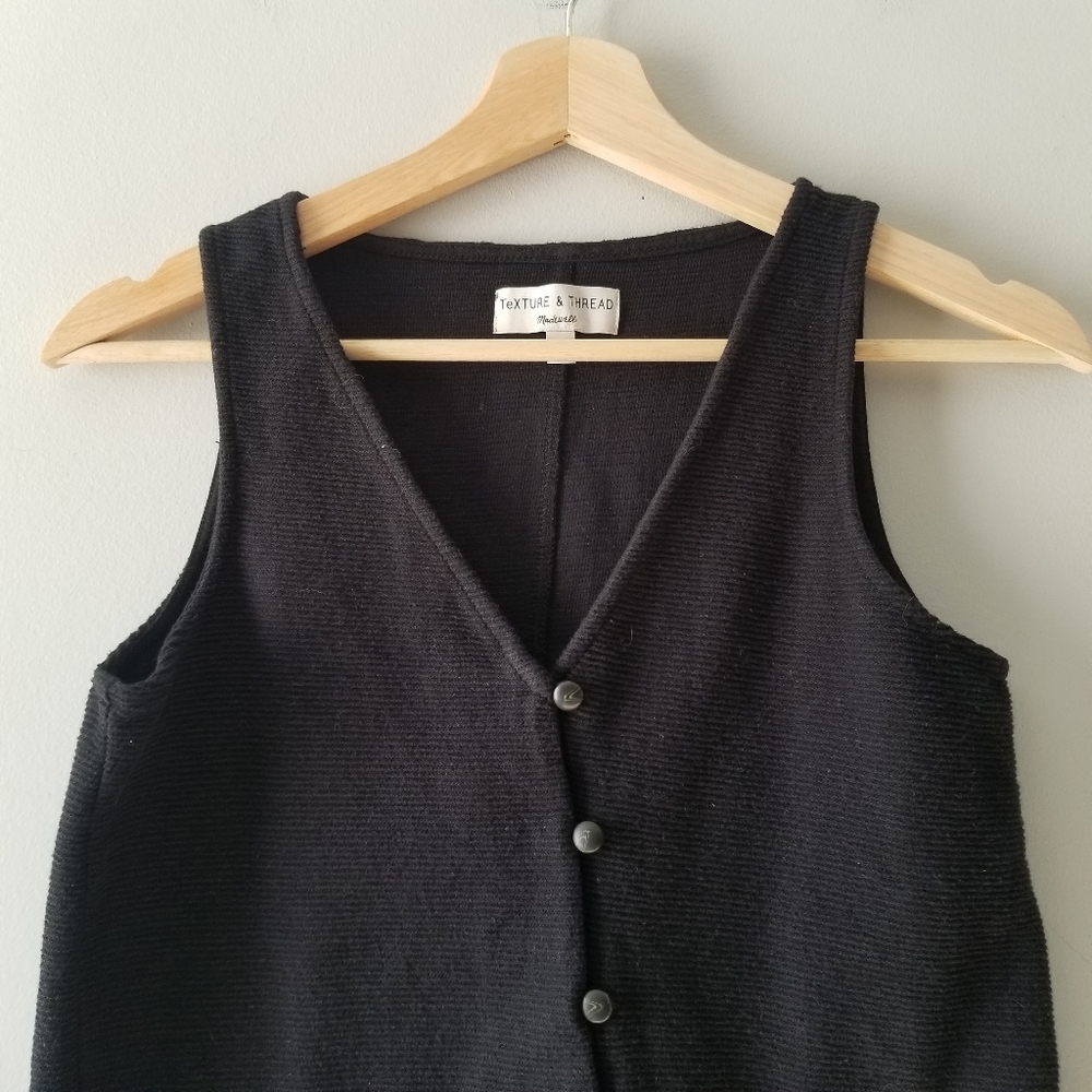 Madewell Texture And Thread Black Button Front Ta… - image 4